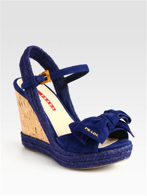 prada suede wedge espadrille|Prada espadrilles sandals platform.